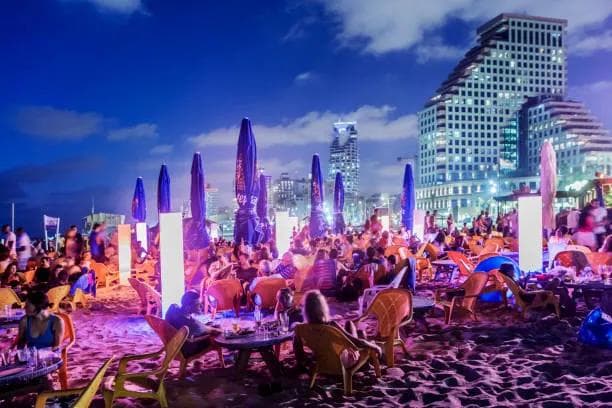 Photo of a bustling beach club